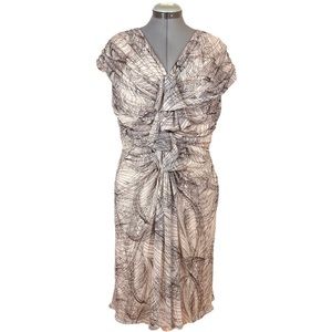 TADASHI SHOJI Silk Chiffon Dress 16 Pink Black Party Cocktail Formal XL Draped
